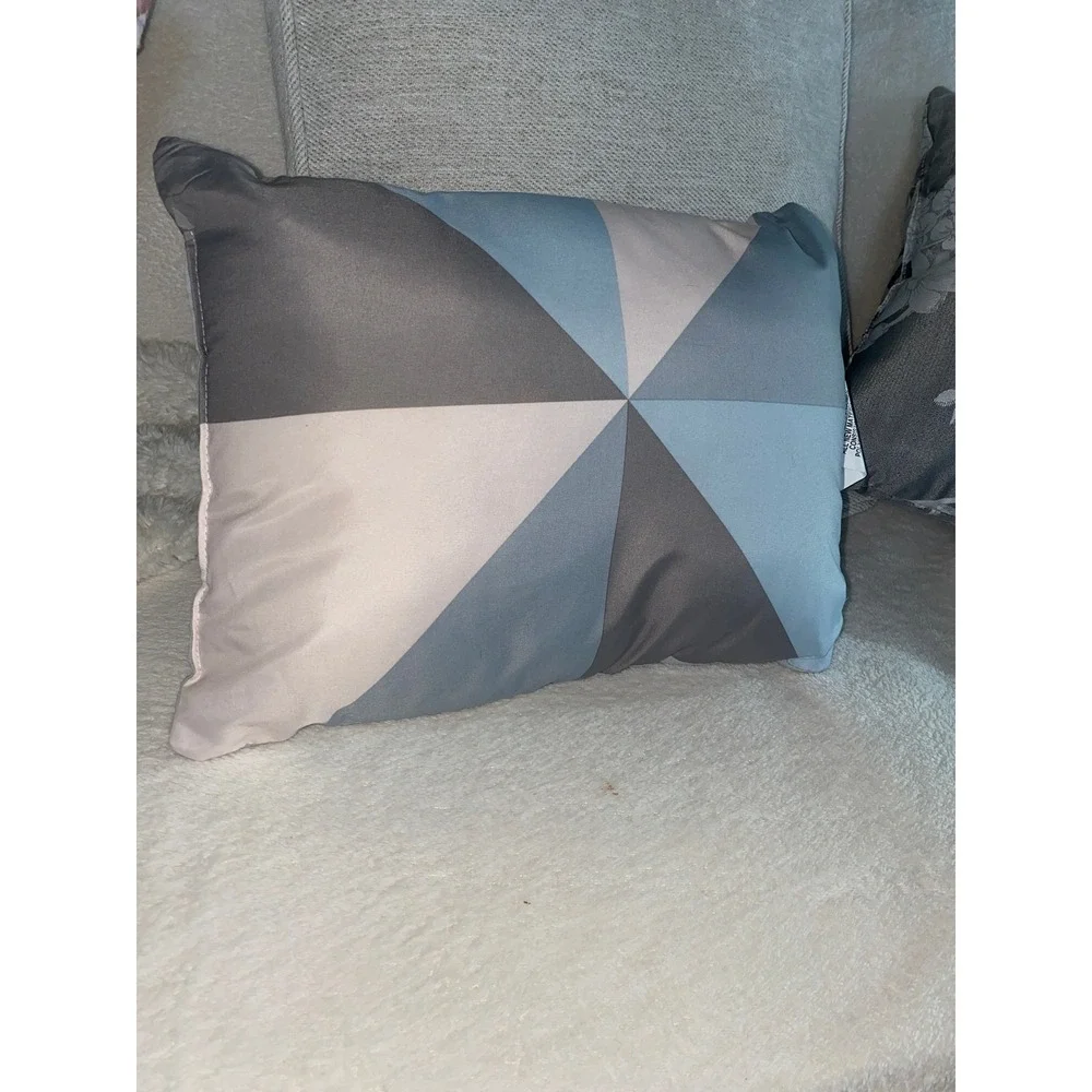 Mainstays Marble Diamond Decorative Pillow Blue Grey White Geometric 12x16